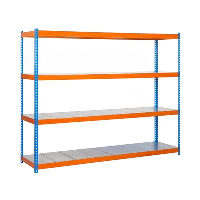 SimonRack 32 Metal Shelving Unit, 4 Tiers, 2,400 kg Capacity, Blue/Orange/Galvanized, 2000 x 1800 x 450 mm