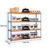 SimonRack 32 Metal Shelving Unit, 4 Tiers, 2,400 kg Capacity, Blue/Orange/Galvanized, 2000 x 1800 x 450 mm view 2