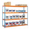 SimonRack 32 Metal Shelving Unit, 4 Tiers, 2,400 kg Capacity, Blue/Orange/Galvanized, 2000 x 1800 x 450 mm view 3