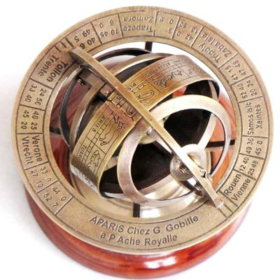 india.nautical.store Brass Astrolabe on Wooden Base, Maritime Nautical Collectible