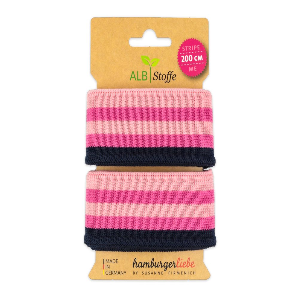 Albstoffe Stripe Me College Weekender Band, Rosa Scuro-Ortensia-Blue Navy