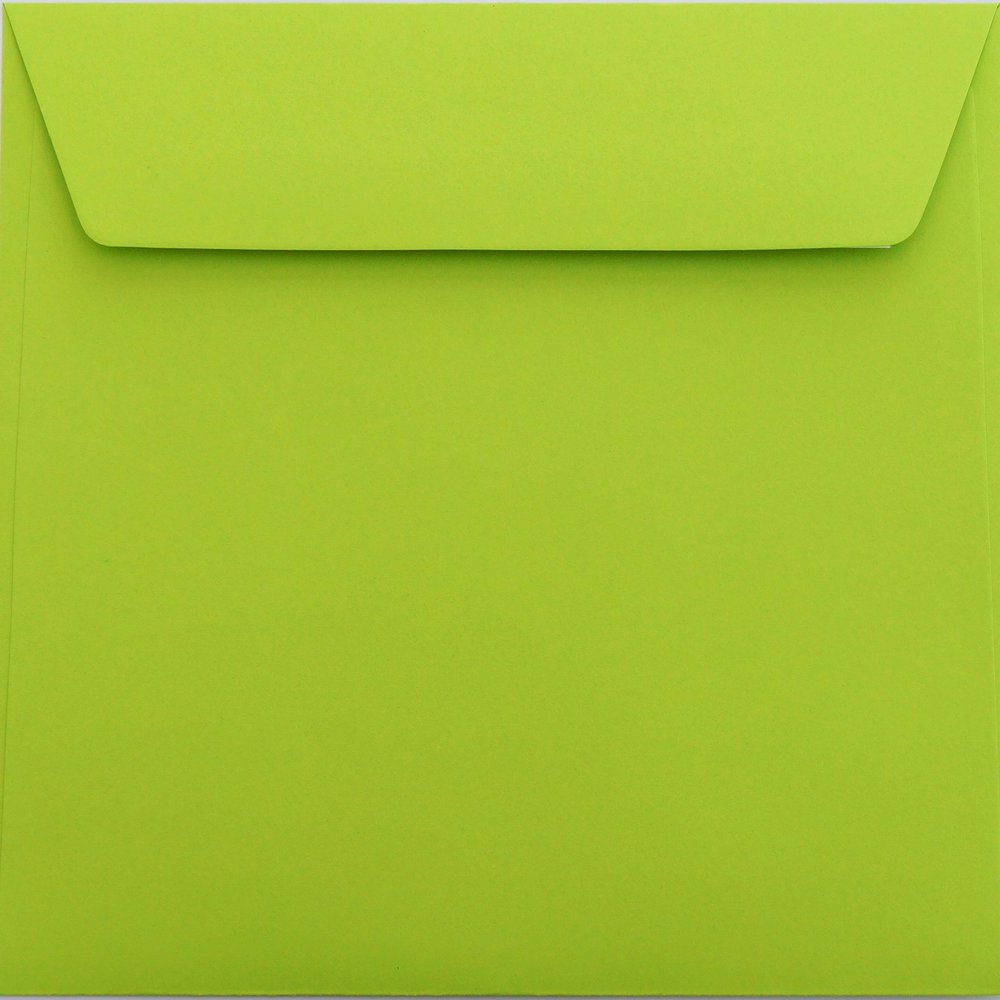 100 Square Envelopes, 18.5 x 18.5 cm (185 x 185 mm), Light Green, Self-Adhesive Strip, 120 gsm