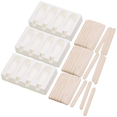 Rosenstein & Söhne Silicone Popsicle Molds, 3-Pack, 12 x 70 ml, with 72 Wooden Sticks