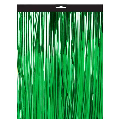 Tinsel Curtain 300 x 100 cm, Foil Fringe Door, Wall and Window Decor, Green