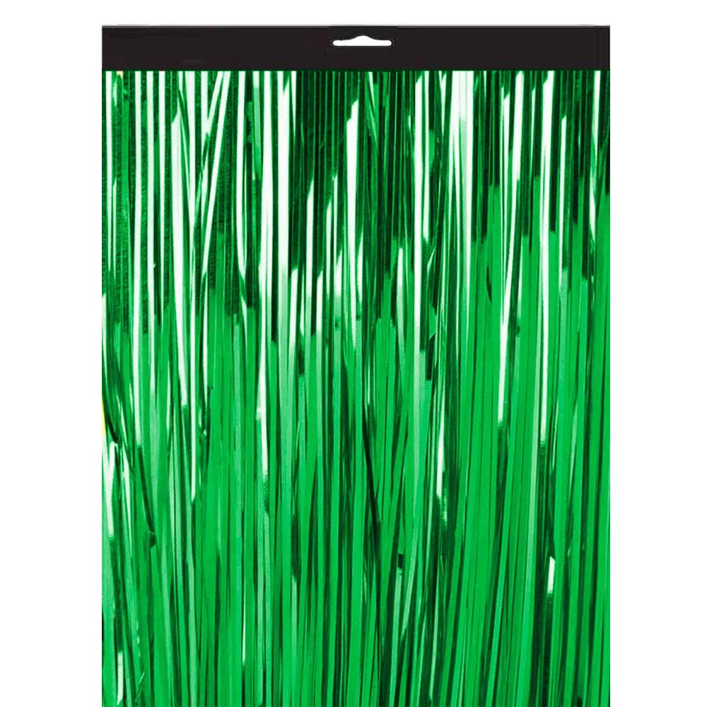 Tinsel Curtain 300 x 100 cm, Foil Fringe Door, Wall and Window Decor, Green