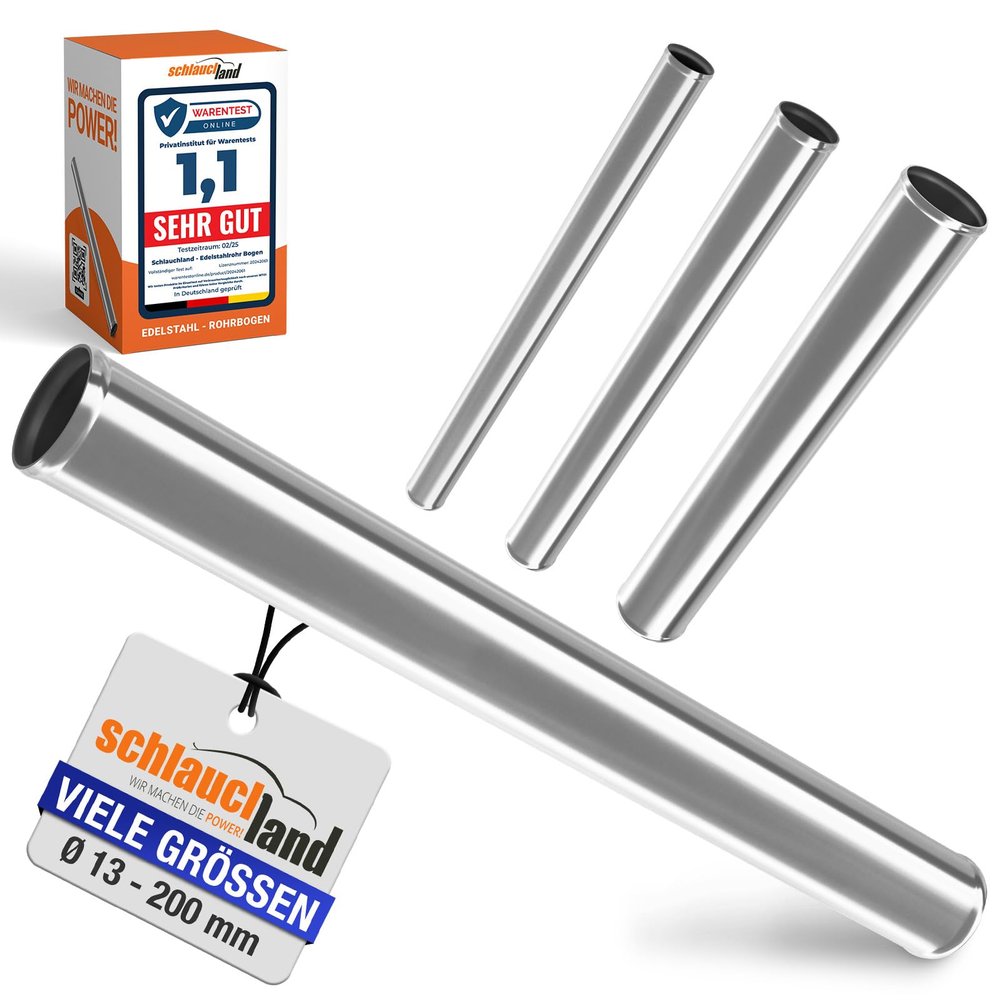 60 cm V2A Stainless Steel Round Tube, 127 mm OD, Polished & Beaded