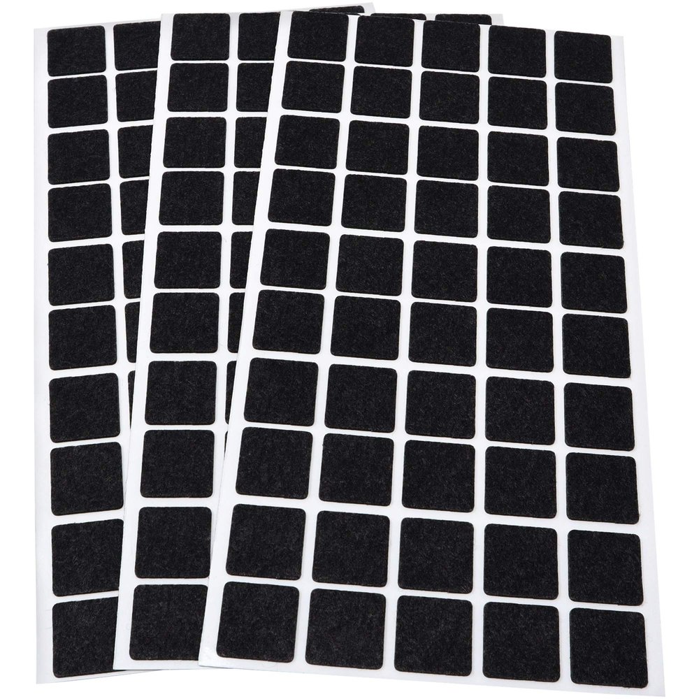 Adsamm 150 Self-Adhesive Felt Furniture Glides, Black, 20 x 20 mm