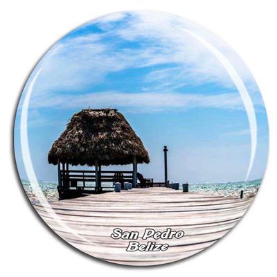 Weekino San Pedro, Belize 3D Crystal Glass Refrigerator Magnet, Tourist City Souvenir Gift