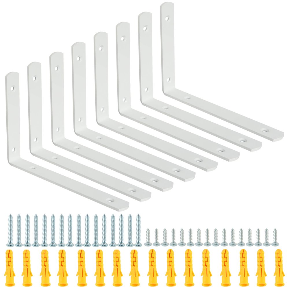 Mooche White 90° Stainless Steel Shelf Brackets, 125 mm, 8-Pack