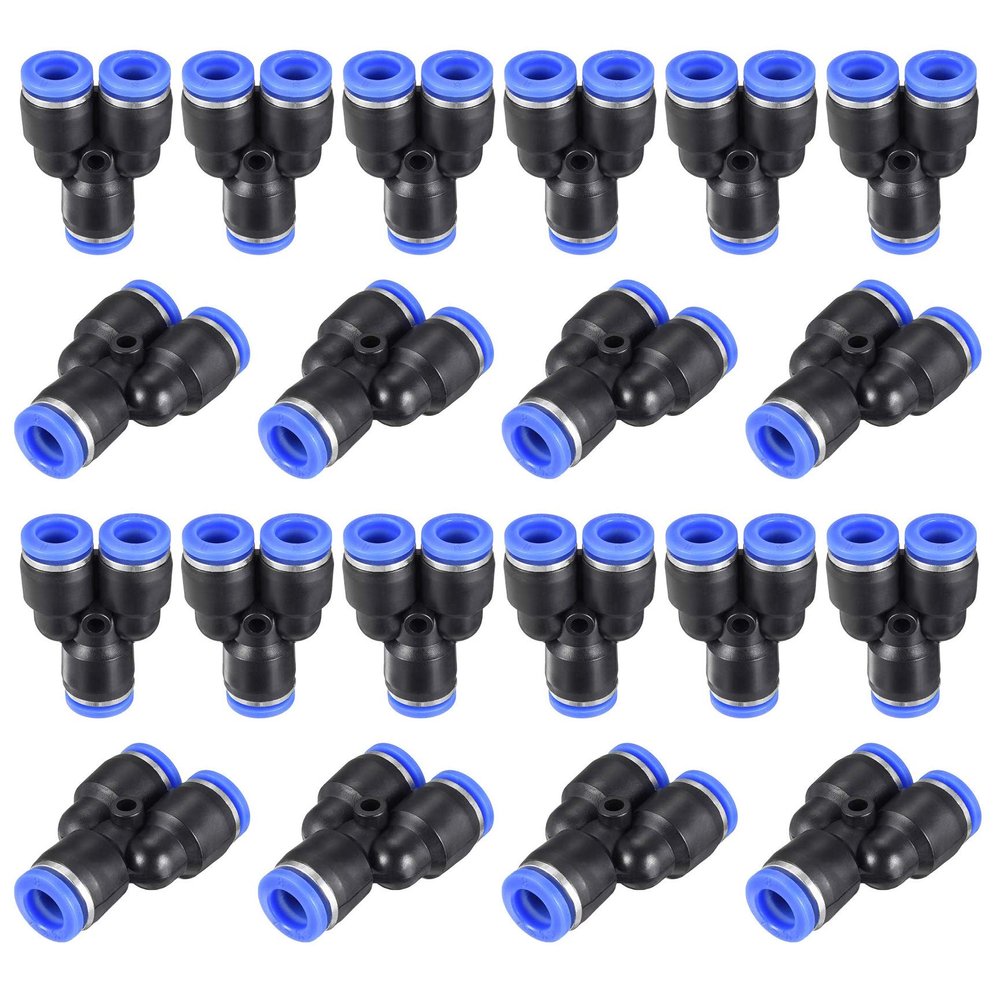 Y-Shaped Push-to-Connect Fittings, 8 mm OD, 20-Pack