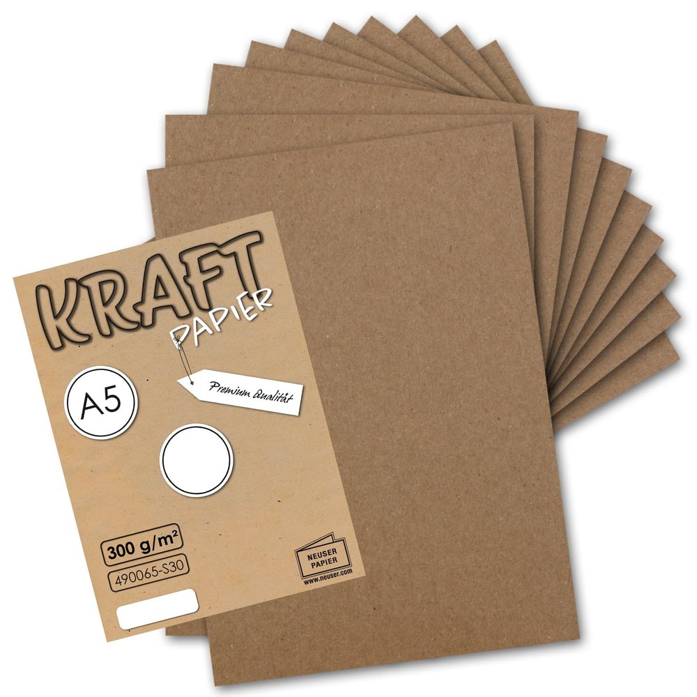 300 Sheets Vintage Kraft Paper, DIN A5, 300 gsm – NEUSER PAPIER