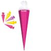 Matching Tulle Bow for School Cone Set, Pink/Rose with White Hearts view 1