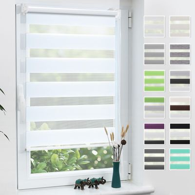 Grandekor Double Roller Blind, No Drilling, 40 x 120 cm (40 cm Fabric Width)