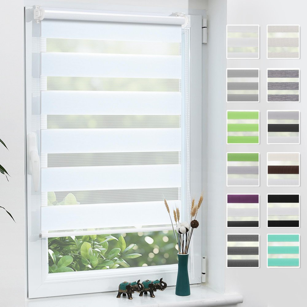 Grandekor Double Roller Blind, No Drilling, 40 x 120 cm (40 cm Fabric Width)