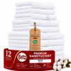 Betz Premium 12-Piece Towel Set, 100% Cotton, OEKO-TEX Certified, Extra Absorbent and Soft, White view 1