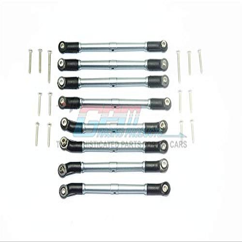 Axial SCX10 II UMG10 Aluminum Adjustable Upper & Lower Suspension Links, 8-Piece Set, Gray/Silver