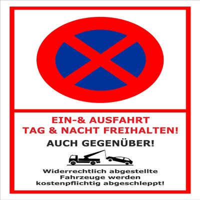 Melis-Folienwerkstatt No Parking Tow-Away Sign, Keep Entrance and Exit Clear, 60 x 40 cm