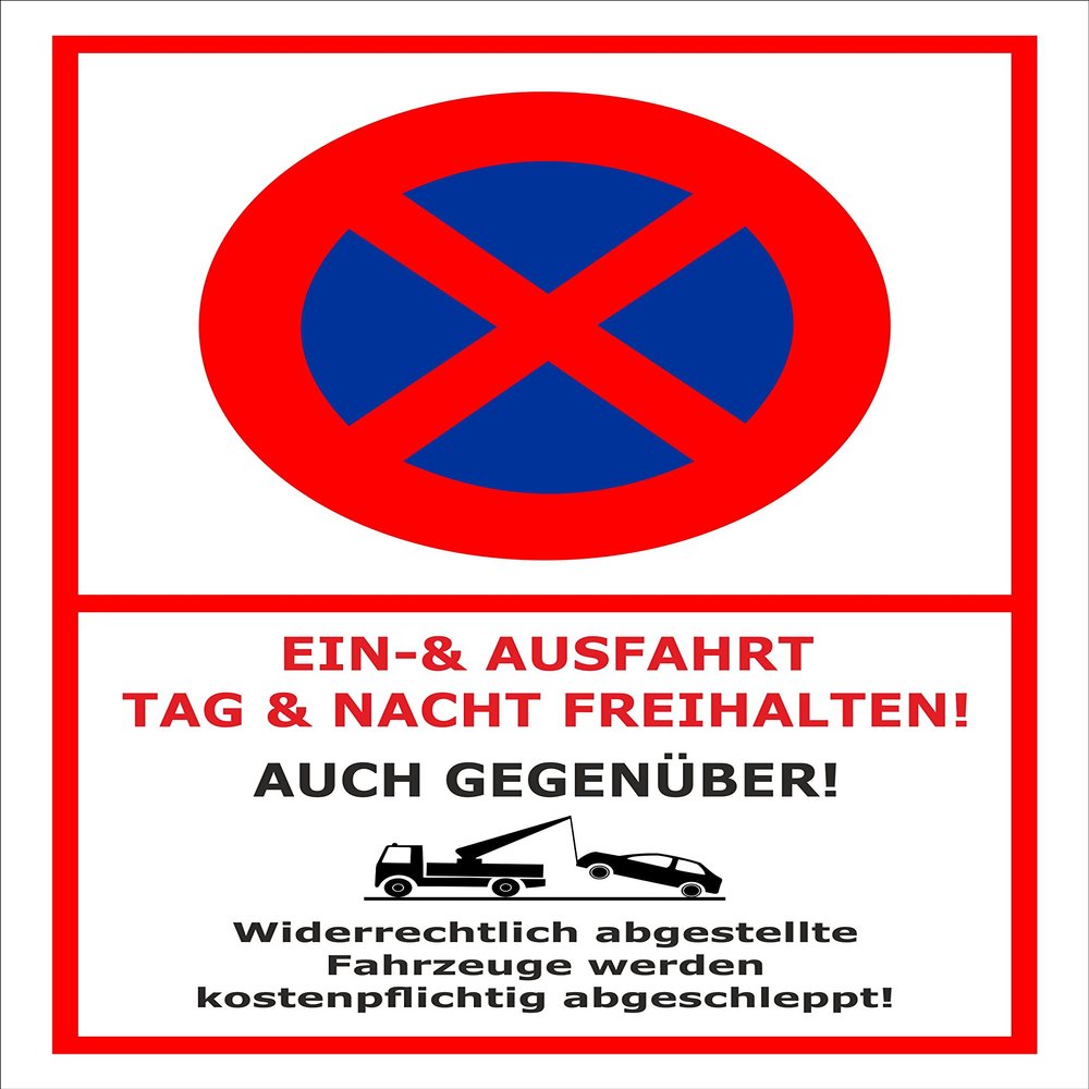 Melis-Folienwerkstatt No Parking Tow-Away Sign, Keep Entrance and Exit Clear, 60 x 40 cm