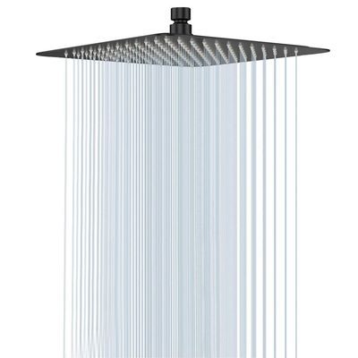 NearMoon 12-Inch Matte Black Stainless Steel Rain Shower Head, High Flow, Square, Ceiling or Wall Mount