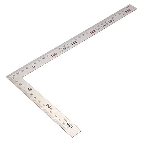 ExcLent 150 x 300 mm Metric Square Ruler, Stainless Steel, 90-Degree Angle Corner Ruler
