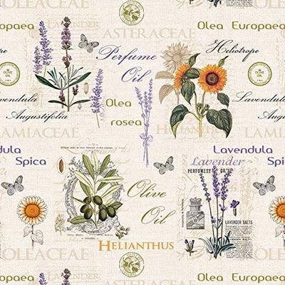 KEVKUS Embossed Oilcloth Tablecloth P732-1 Olive Lavender Sunflower, Custom Size and Shape