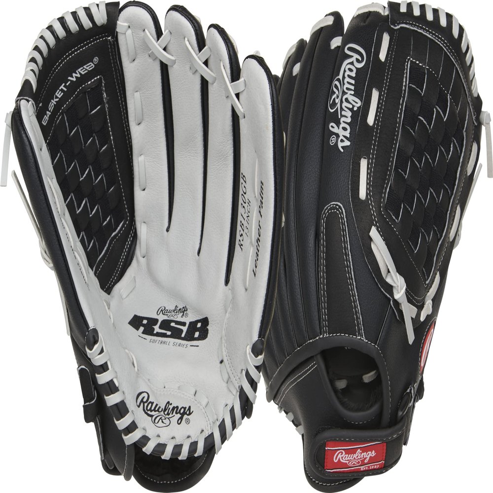 Rawlings Softball Series Glove, Basket Web, 13 in, Right-Hand Throw, Black/Gray, Model RSB130GB-6/0 13 BSK/NFC