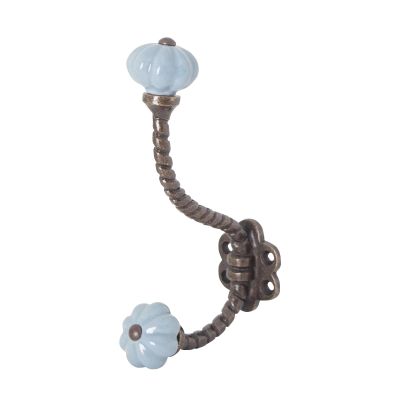 Vintage Ceramic Wall Hook with Ceramic Balls, Gray Pumpkin Knob