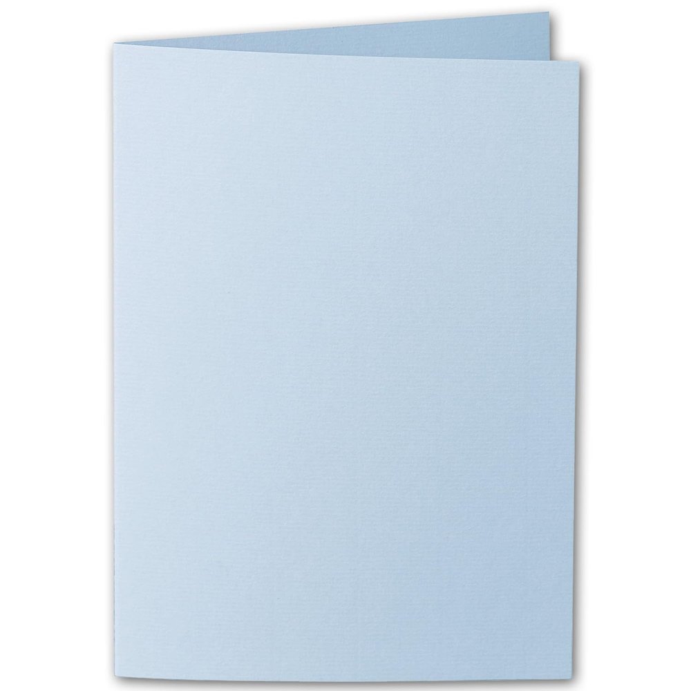 ARTOZ 15 DIN A5 Double-Fold Cards, Pastel Blue, Ribbed, 220 gsm