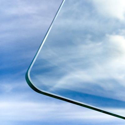 BE GLASS 4 mm Tempered Glass Panel, Rounded Corners, Clear, Custom-Cut up to 130 x 170 cm