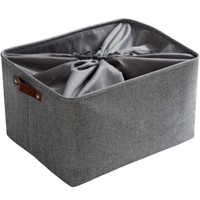 Mangata Foldable Storage Basket with Lid, Gray Canvas, X-Large
