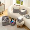 Mangata Foldable Storage Basket with Lid, Gray Canvas, X-Large view 2
