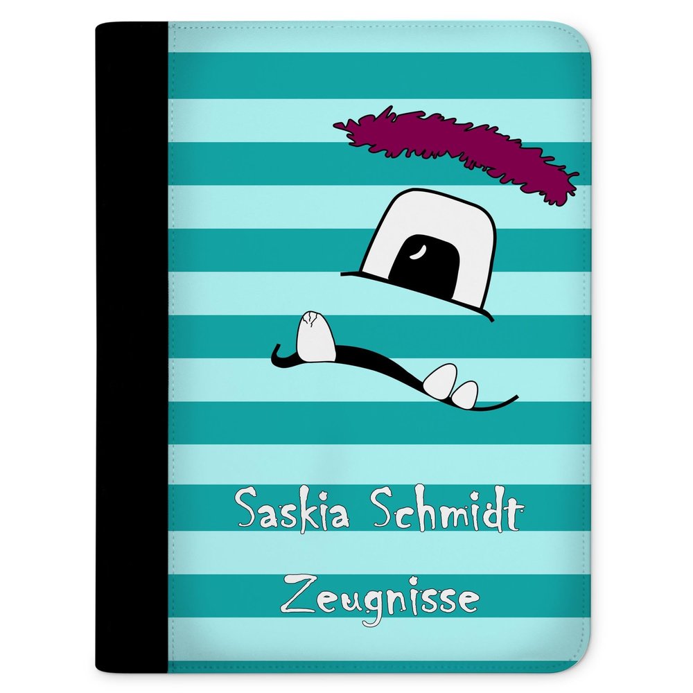 CreaDesign Personalized A4 Report Card Folder for Children, Monster Stripes Turquoise