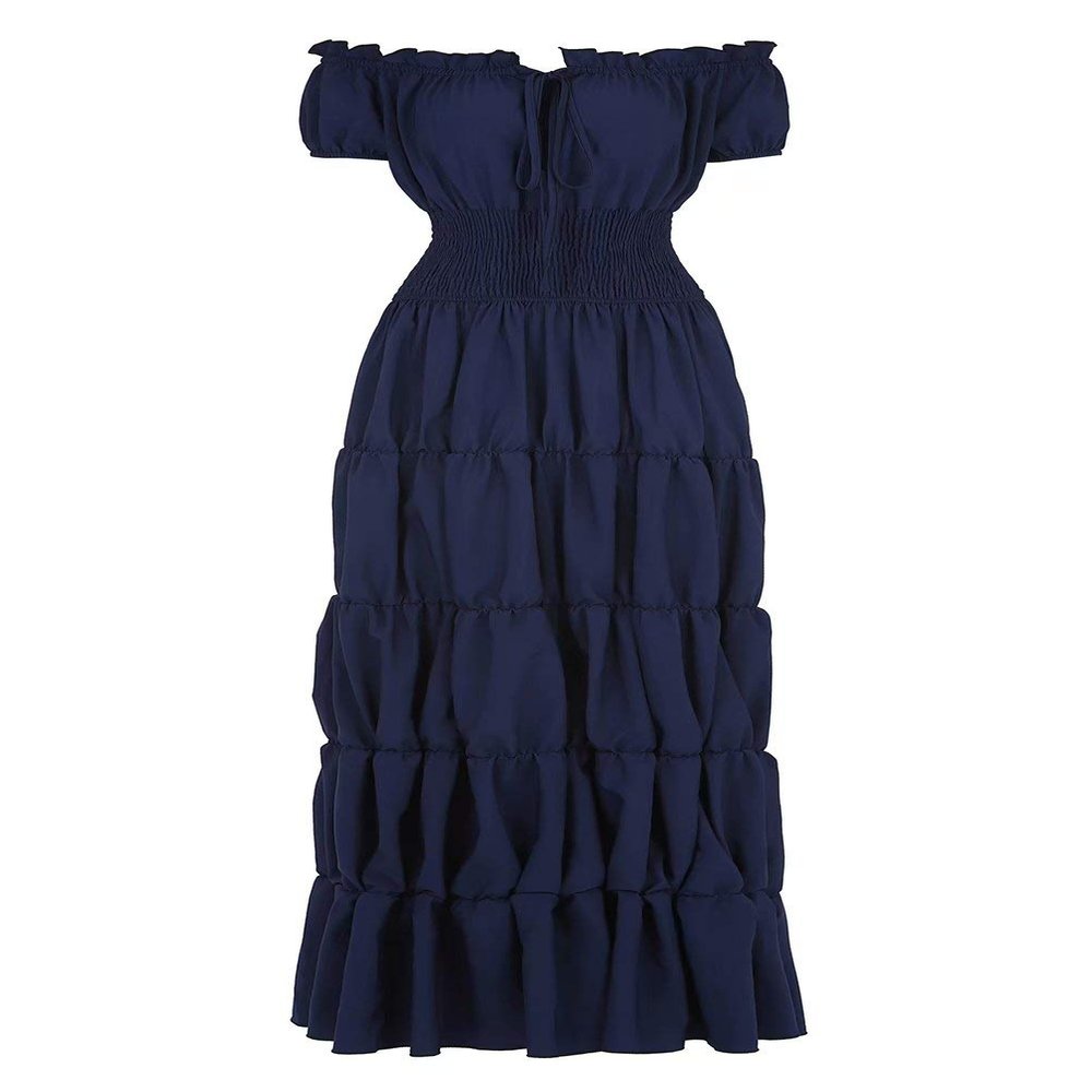 Women's Medieval Renaissance Dress, Floor-Length, Vintage Blue, XL