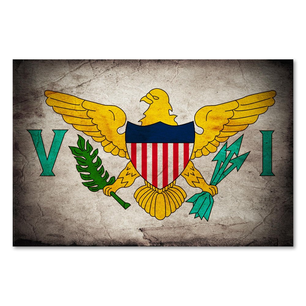 Postereck 0374 Vintage U.S. Virgin Islands Flag Wall Poster or Canvas, 75 x 50 cm