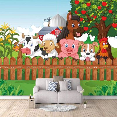 Cartoon Farm Modern 3D Non-Woven Photo Wallpaper 400 x 280 cm