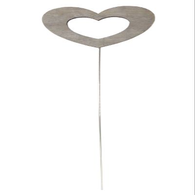 DARO DECOR Gray Heart Flower Pick with Metal Stem, 1 pc
