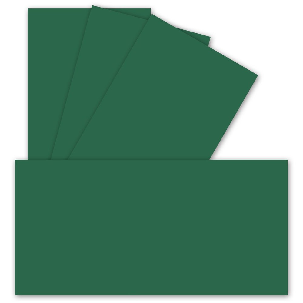 300 Flat DIN Long Cards, 9.9 x 21 cm, 240 gsm, Dark Green