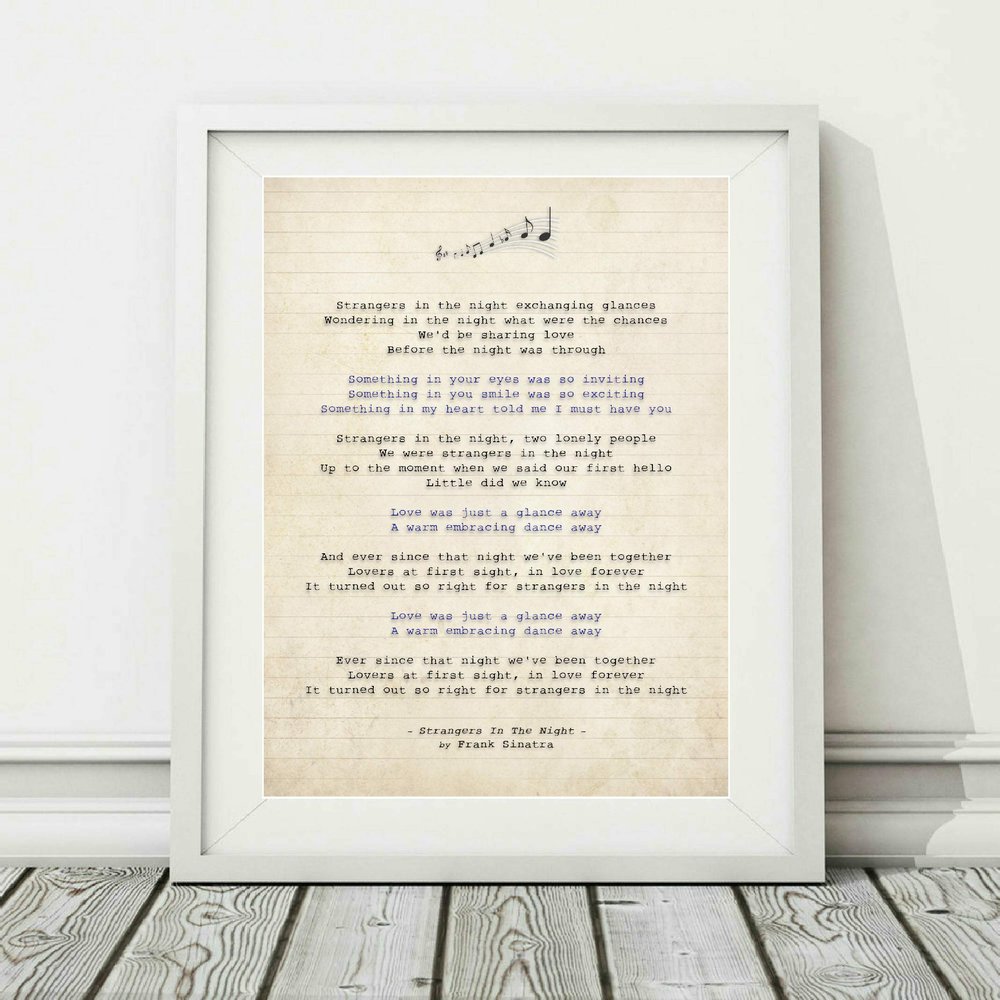 Didymus Co Frank Sinatra - “Strangers in the Night” Lyrics Art Print (Unframed), A4