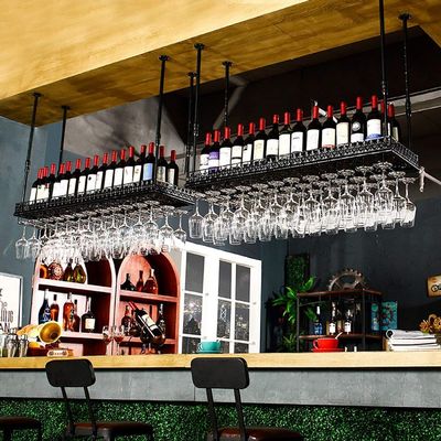 MU Bar Wine Rack, Hanging Stemware Holder, Shelf-Mounted Wine Glass Rack