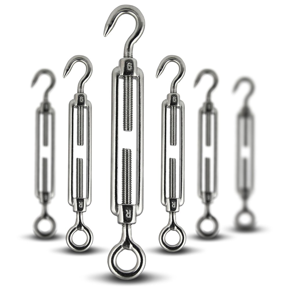PROTECH 5-Piece M10 Stainless Steel A4 V4A Wire Rope Turnbuckle Set