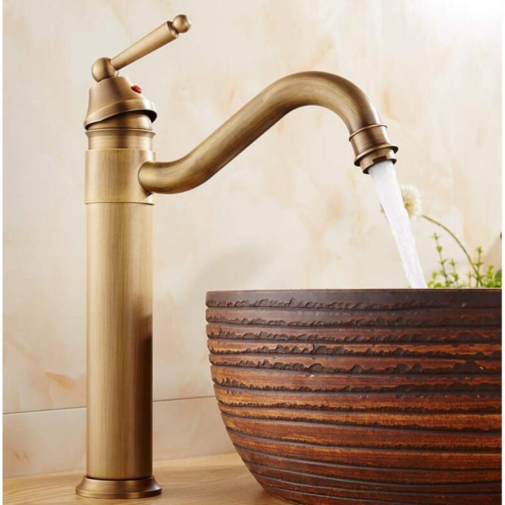 YHSGY Deck-Mount Bathroom Sink Faucet, Antique Brass, Single Handle