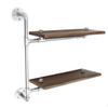 RanDal 2-Tier Industrial Pipe Wall Shelf Bracket, Vintage Storage Display Rack - Silver view 2