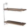 RanDal 2-Tier Industrial Pipe Wall Shelf Bracket, Vintage Storage Display Rack - Silver view 4