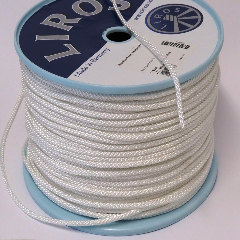 Polyester Rope – 5 mm White Braided Line, 8-Strand, 20 m