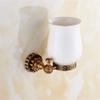 Modern Toilet Brush with Straight Brass Handle and Ceramic Holder view 4