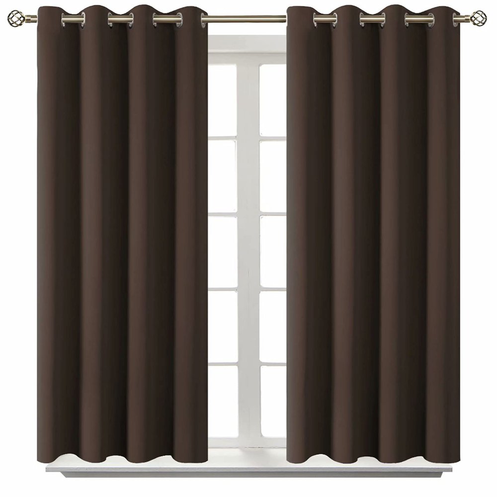 BGment Brown Blackout Curtains for Bedroom, 137 cm Long, 2 Panels
