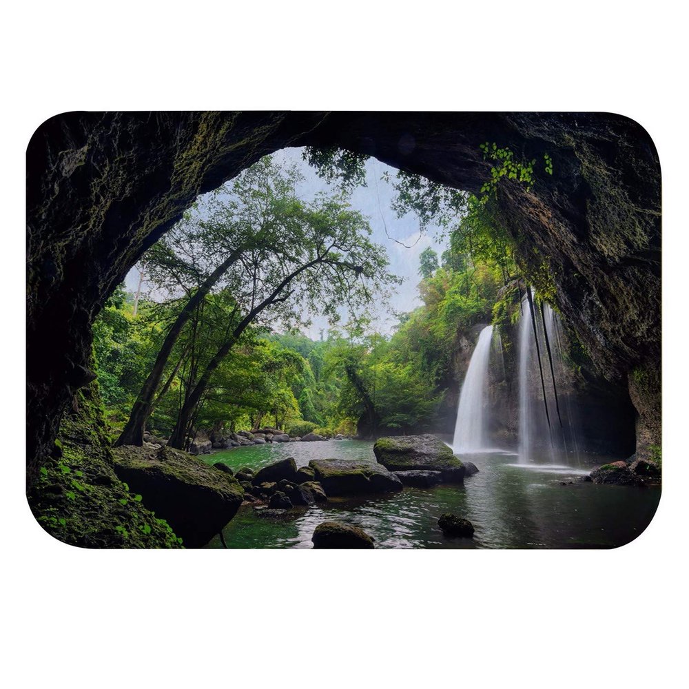 A.Monamour Thailand National Parks Green Forest Bath Mat, 40 x 60 cm
