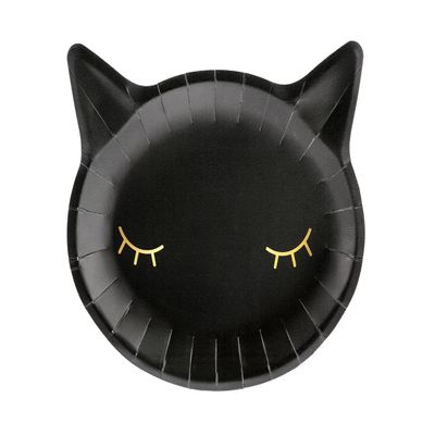 Black Cat Paper Plates, 22 x 20 cm, Set of 6