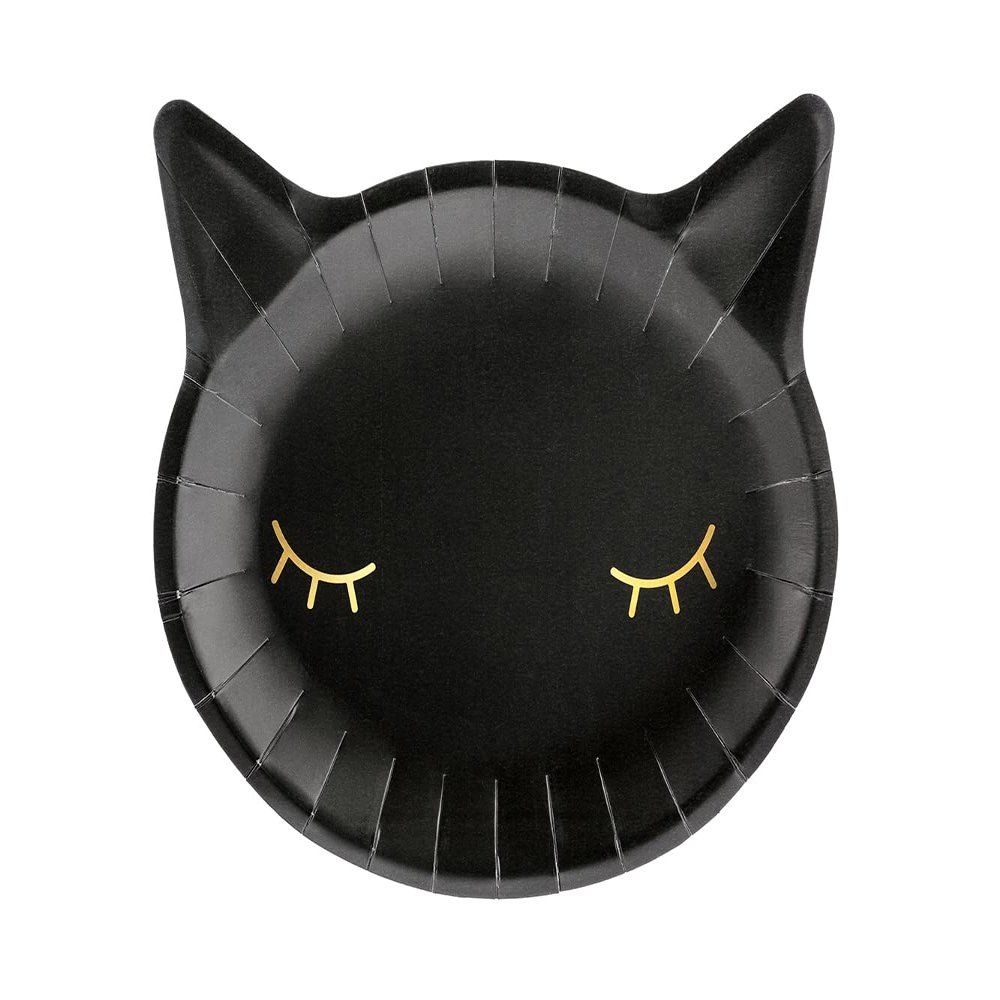 Black Cat Paper Plates, 22 x 20 cm, Set of 6