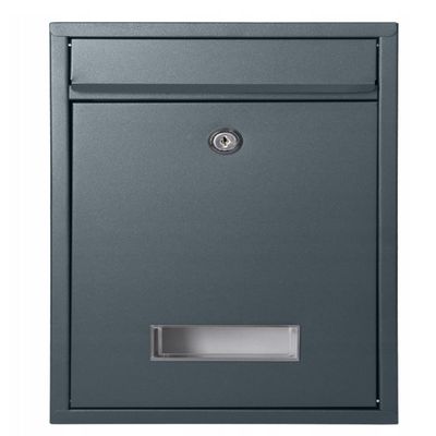 Verda Personalized Anthracite Wall-Mounted Mailbox with Nameplate and Large Mail Slot, 32 x 21.5 x 8.5 cm, 2 Keys, RAL 7016, SN3664-1